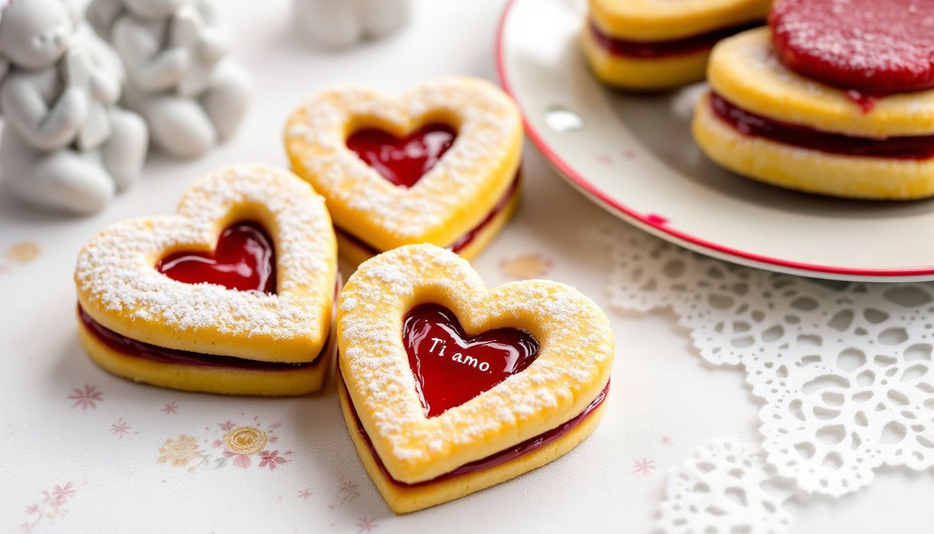Biscotti a Cuore con Marmellata di Fragola per San Valentino