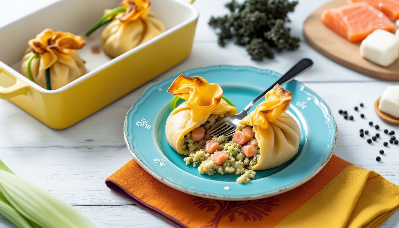 Fagottini di Porri, Salmone e Robiola