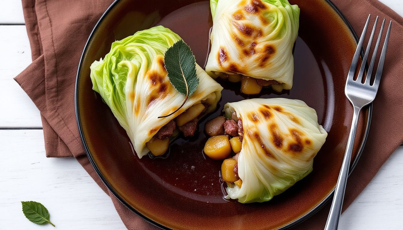 Involtini di Verza con Salsiccia e Patate