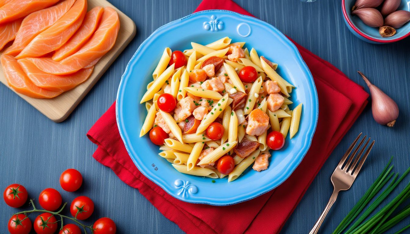 Pennette alla Vodka con Salmone e Pomodorini