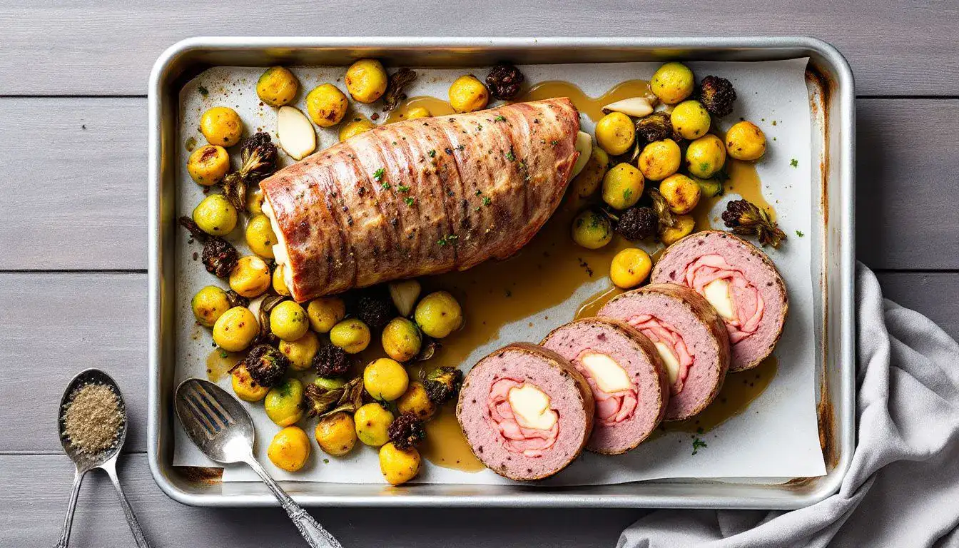 Polpettone Ripieno con Cavoletti di Bruxelles