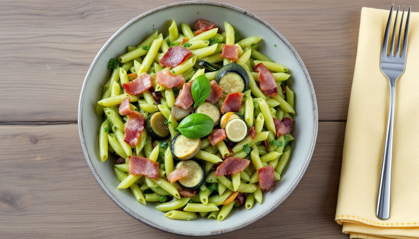 Trofie con Crema di Zucchine e Pancetta